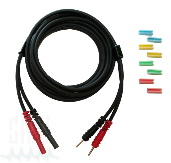 Patientenkabel, 2-adrig, 2 mm Stecker, sw mit farbigen Clips, für 1/4/6-Serie