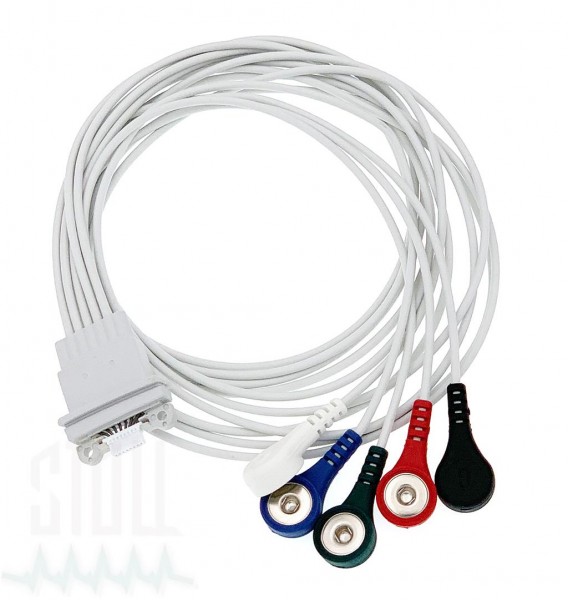 LZ-EKG Kabel 5-adrig mit Druckknopf zu Schiller Medilog AR-4+, AR-12+, FD-5+ Rekorder